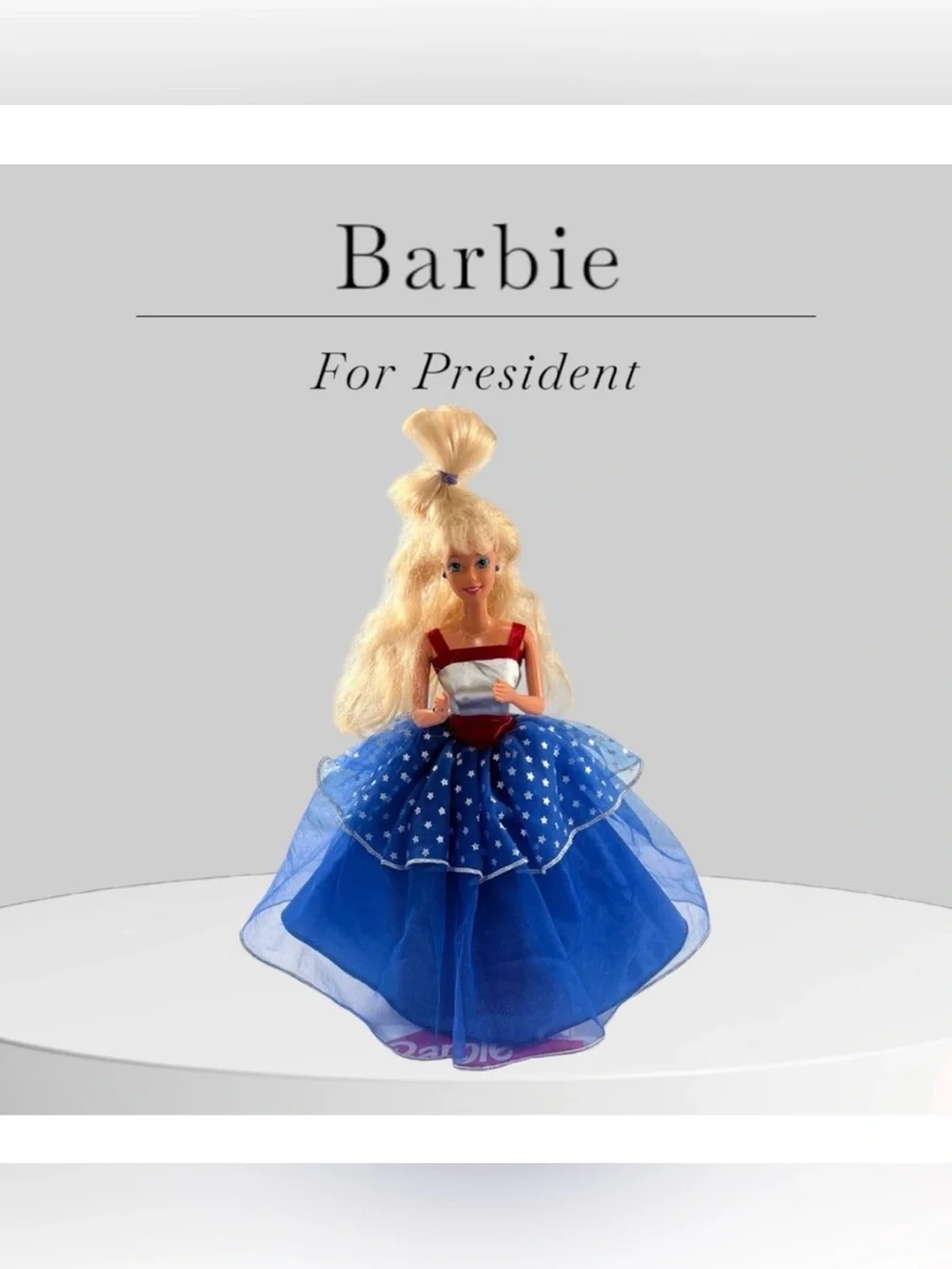 Vintage Barbie for President Doll in Red Silver & Blue Gown Collector Doll 1992
